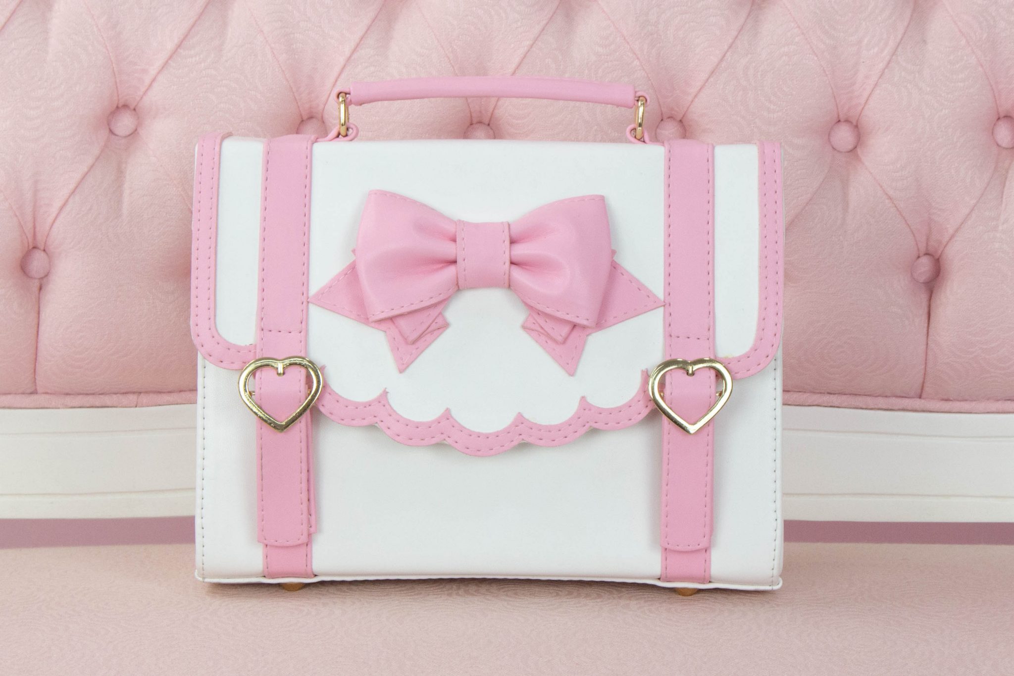 MINI Frilly Academy Bag – White with Light Pink – Cotton Candy Feet